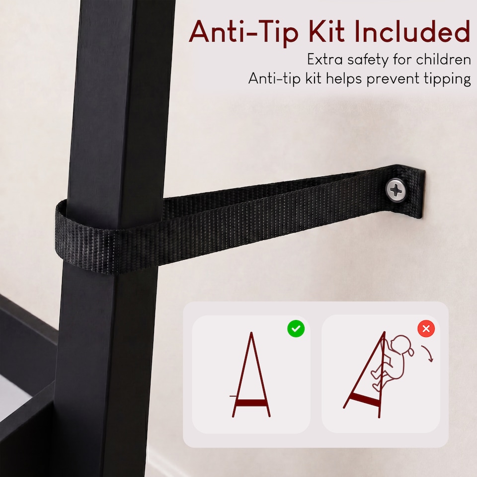 image 1 of Junior Vida Kids Bedroom Furniture Space Saving Foldable Clothing Rack - Black