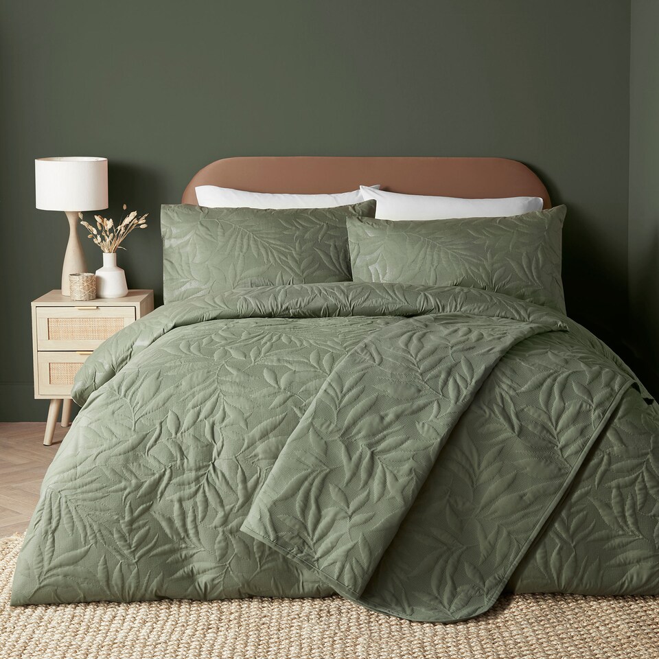 image 1 of Serene Luana Duvet Cover Set Dark Green