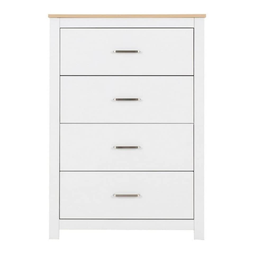 image 1 of Portland 4 Drawer Chest - L40 x W80 x H114 cm - White/Oak Effect