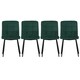 image 1 of Living and Home Set of 4 Modern Frosted Velvet Dining Chairs with Metal Legs - Green