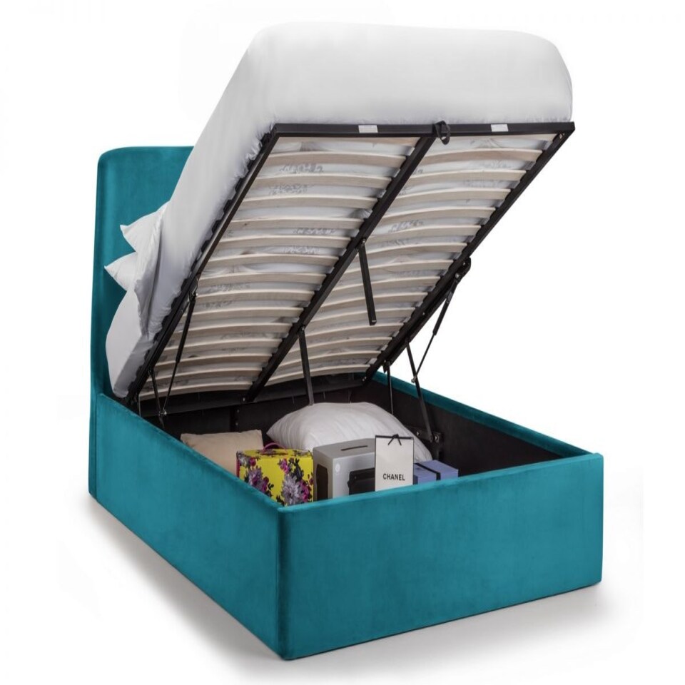image 1 of Premium - Teal Velvet Curved Ottoman Bed - King Size 5ft (150cm)