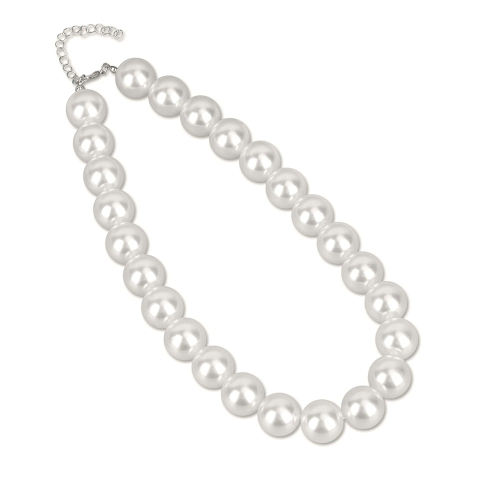 image 1 of 18mm White Faux Pearl Choker Necklace for Women