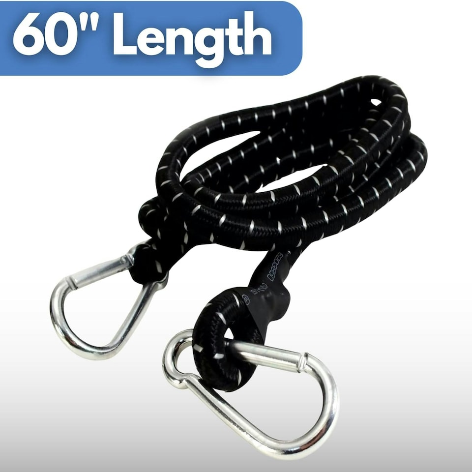 image 1 of Marco Paul Heavy Duty Bungee Cords With Carabiner Clips 60"