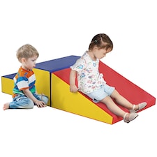 HOMCOM 2-Piece Soft Playset for Toddlers, Climb, Crawl, Red
