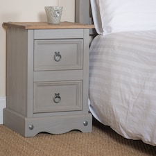 Corona Premium 2 Drawer Petite Bedside Cabinet - Shaker-Style Nightstand with Dovetail Drawers | Grey | Grey Wax | One Size | 1