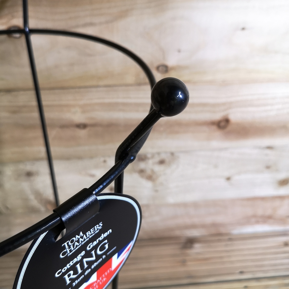 image 1 of 2 Pack of Tom Chambers Cottage Heavy Duty Black Metal Steel Herbaceous Garden Plant Support Ring 60cm x 35cm