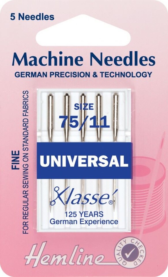 Hemline Sewing Machine Needles 75/11 for Dressmaking - per pack of 5