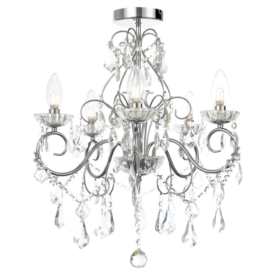 image 1 of BHS Daphne 5 Light Bathroom Chandelier, Chrome Silver | Silver