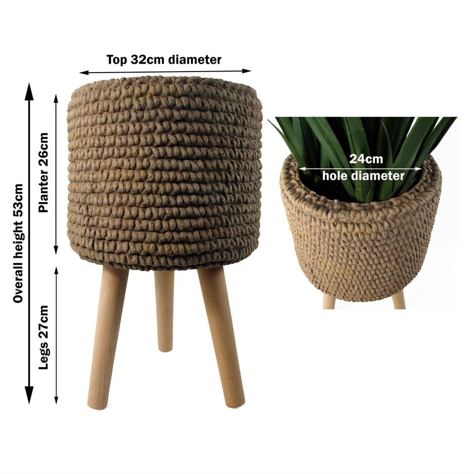 image 1 of 53cm x 32cm Seagrass Style Composite Large Planter | Brown