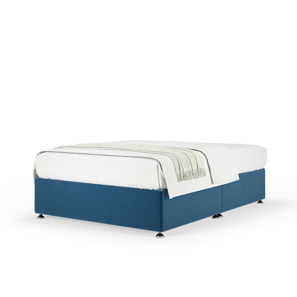 image 1 of Super Ortho Orthopaedic Blue Plush Velvet Divan Set Super King