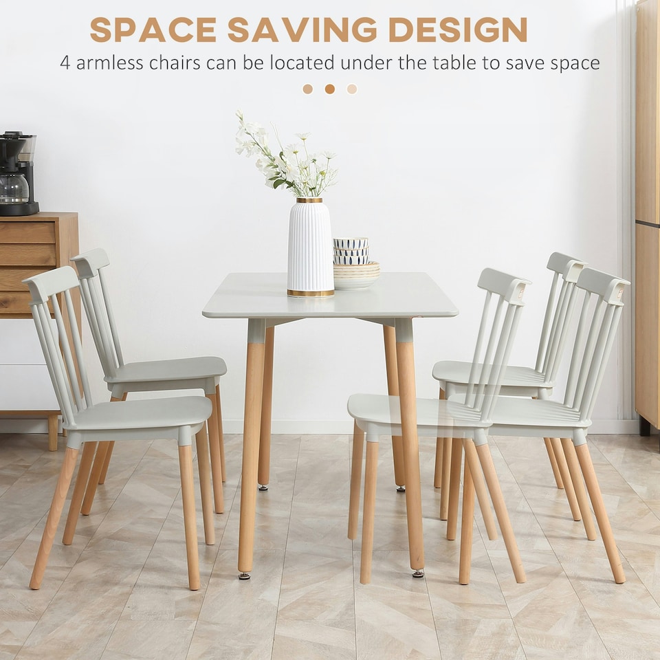 image 1 of HOMCOM Dining Table and Chairs Set with Wood Legs for Small Spaces