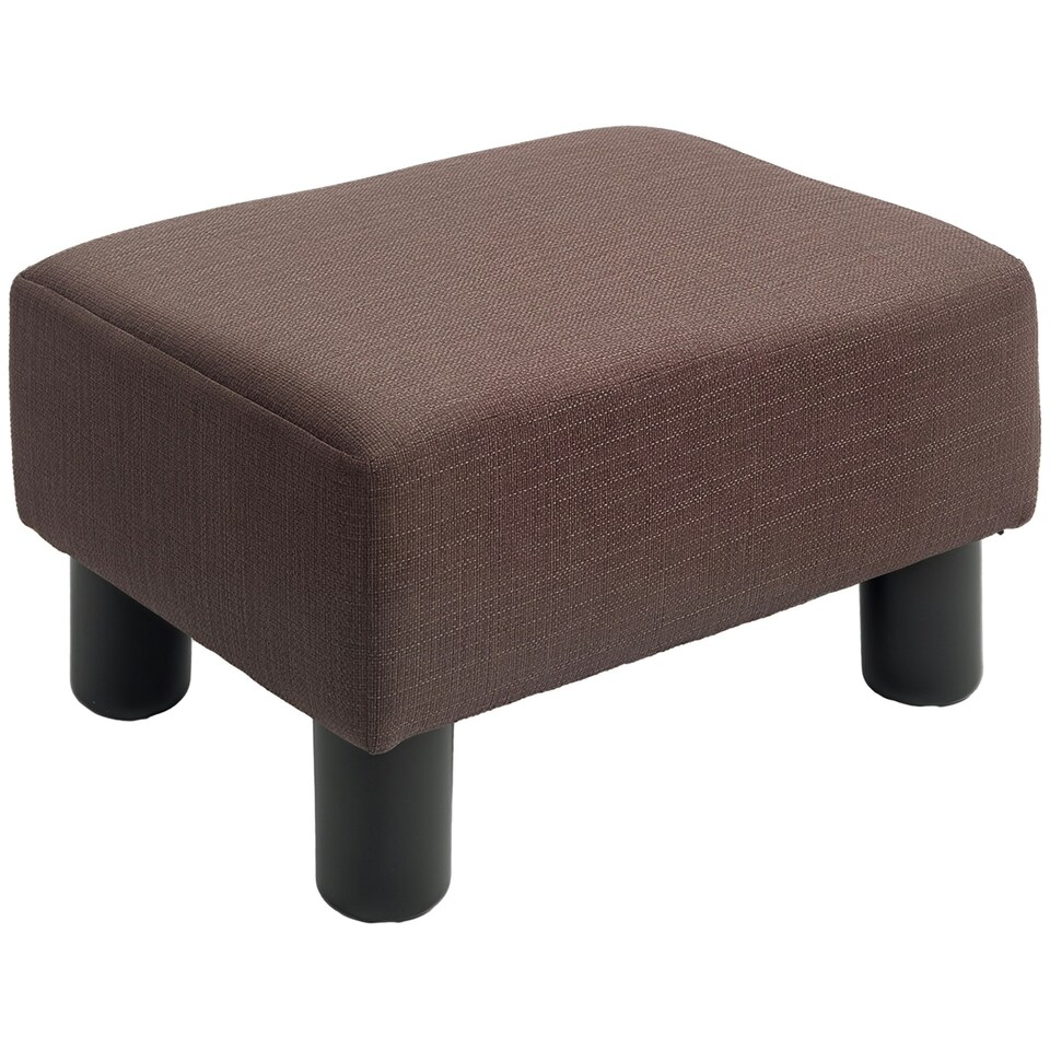 image 1 of HOMCOM Chic Linen Fabric Footstool Ottoman Cube with 4 Plastic Legs Brown