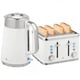 image 1 of HOMCOM 1.7L 3000W Rapid Boil Kettle and 4 Slice Toaster Set Crumb Tray White | White