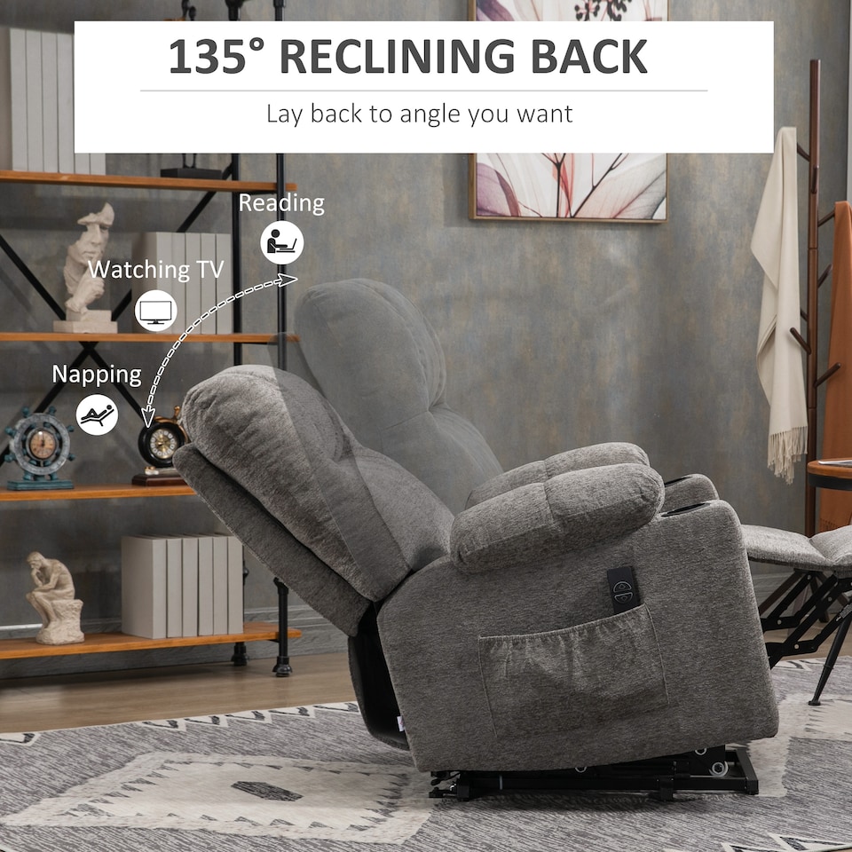 image 1 of HOMCOM Heavy Duty Riser and Recliner Chair Lift Chair for the Elderly, Grey