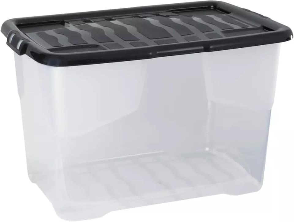 image 1 of 3 x 24 Litres Curve Plastic Stackable Storage Boxes & Lids