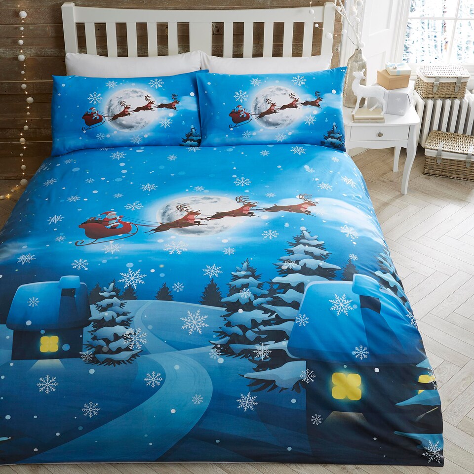 image 1 of Bedlam Santa Glow In The Dark Duvet Cover Set Multi