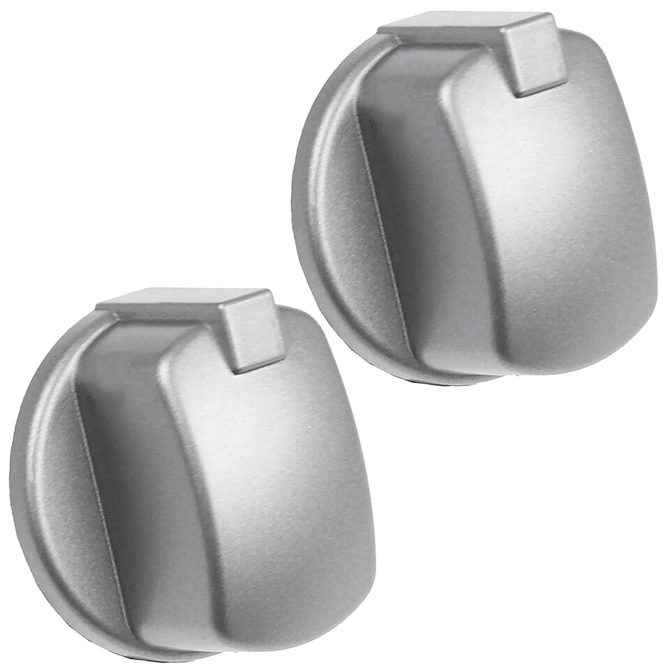 image 1 of SPARES2GO Control Knob Switch Button for Indesit Oven Cooker (Pack of 2, Silver / Inox)
