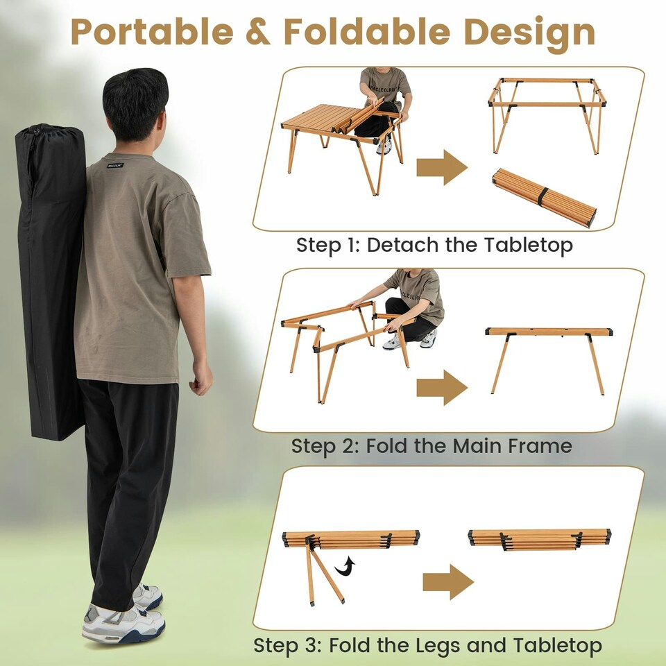 image 1 of COSTWAY Folding Camping Table Picnic Table w/ Storage Bag N/A