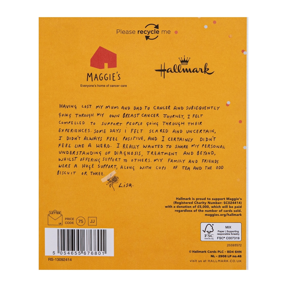 image 1 of Hallmark Maggie's - Cancer Diagnosis Charity Card - I'm Here For You Design
