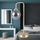 image 5 of Toner - Satin Brass with Smoked Glass Globe Table Lamp | Gold | Grey | Medium | 1