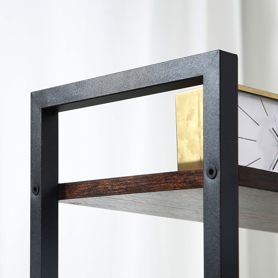 image 1 of HOMCOM Office Desk with Storage Shelves, 120 CM Computer Desk, Industrial Study Table with Metal Frame for Home Office Small Space, Rustic Brown