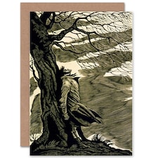 Heathcliff Under Tree Wuthering Heights Book Cover Greeting Card