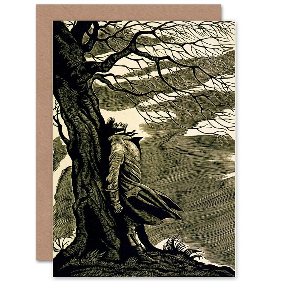 image 1 of Heathcliff Under Tree Wuthering Heights Book Cover Greeting Card