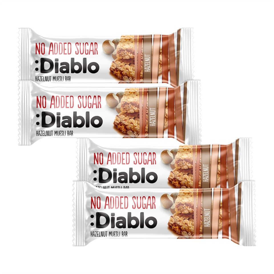 image 1 of Diablo No Added Sugar Hazelnut Muesli Bar 30g 4 Pack