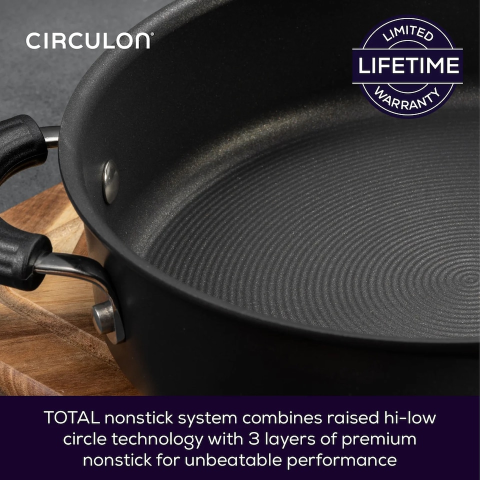 image 1 of Circulon Total Hard Anodised Non Stick 5 Piece Cookware Set - Black
