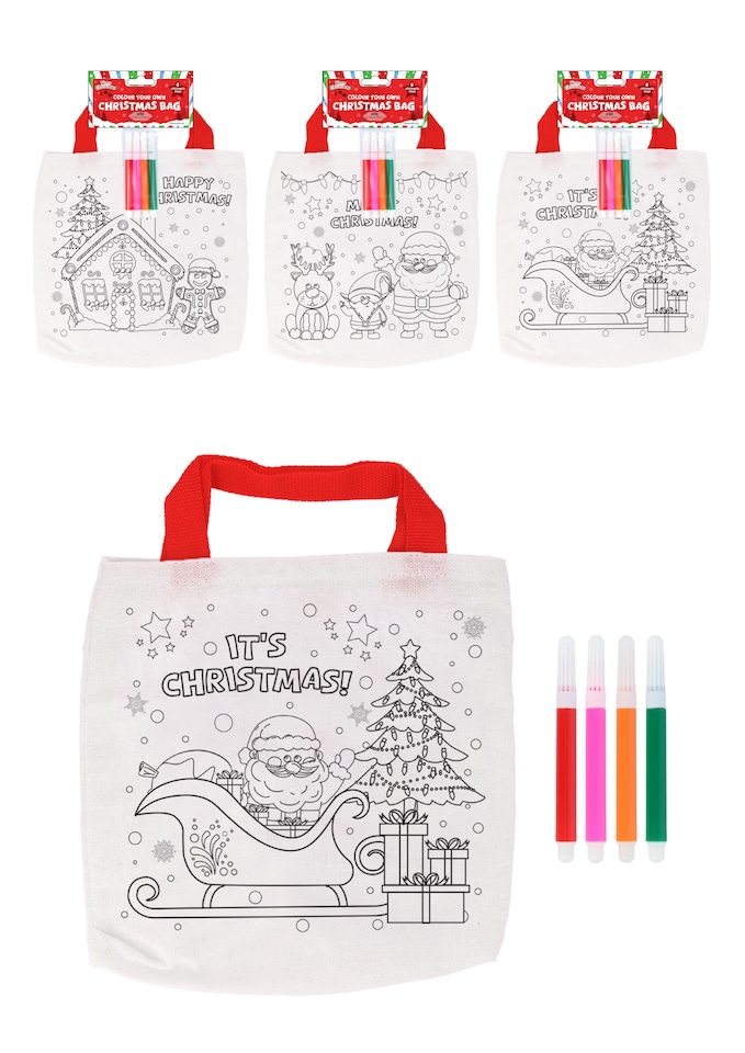 image 1 of Christmas Colour-Your-Own Tote Bag (22cm x 20cm)