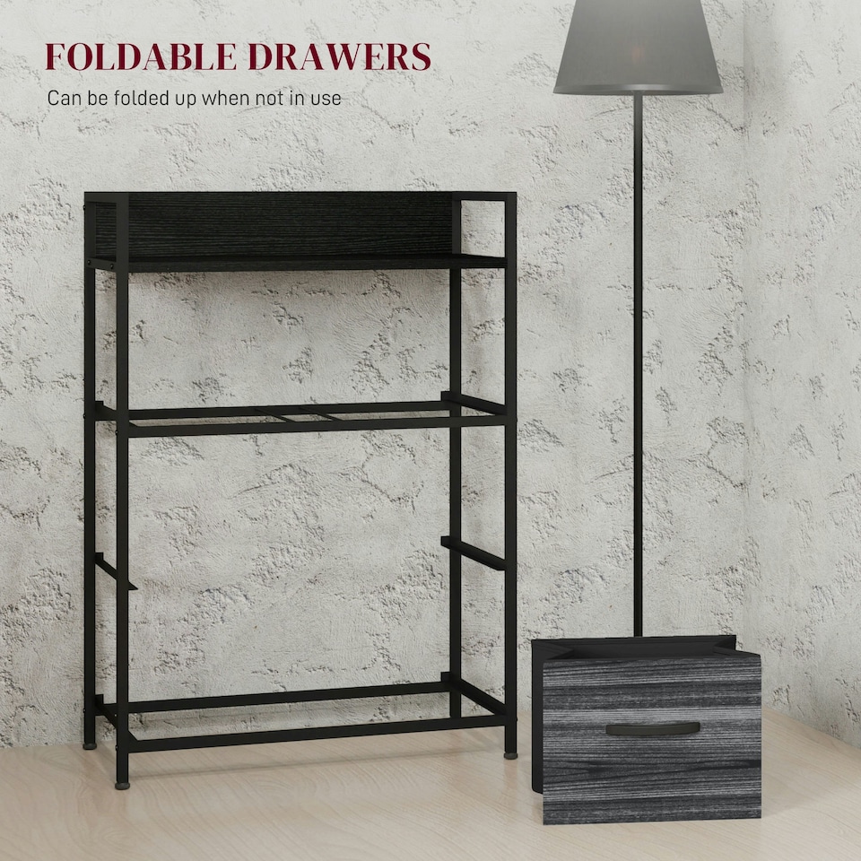 image 1 of HOMCOM Bedroom Chest of Drawers 4 Drawer Dresser w/ Shelf, Black Black