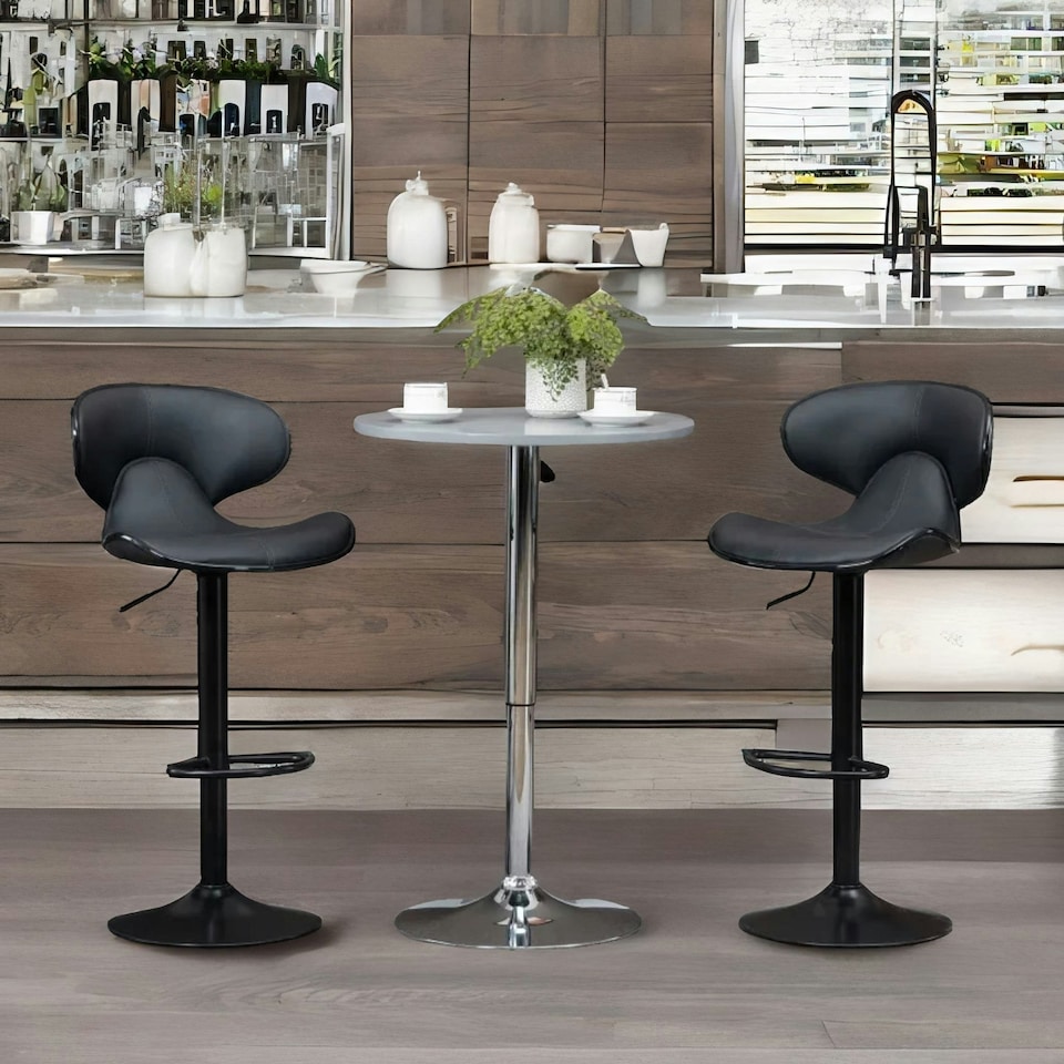 image 1 of Set Of 2 Grey Adjustable Swivel & Adjustable Height Grey