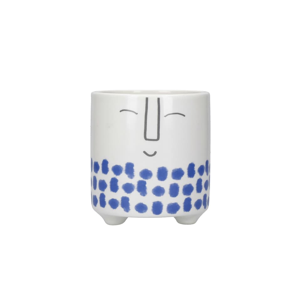 image 1 of KitchenCraft Planter Blue Dolomite Happy Face Blue