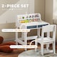 image 6 of AIYAPLAY Kids Desk and Chair Set, Art Table and Chair Set for children with Hutch & Drawers, Gift for Aged 3-8, Student Study Writing Table for Home School Bedroom Playroom
