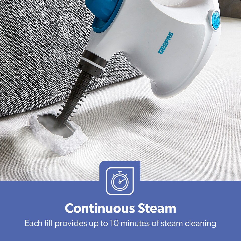 image 1 of GEEPAS Handheld Steam Cleaner Multipurpose, 1050W Motor - White