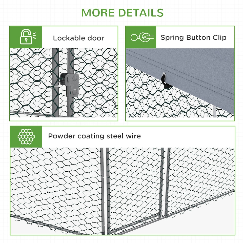 image 1 of PawHut Walk-in Chicken Run w/ Cover, for 10-15 Chickens, Hens, Rabbits, Ducks