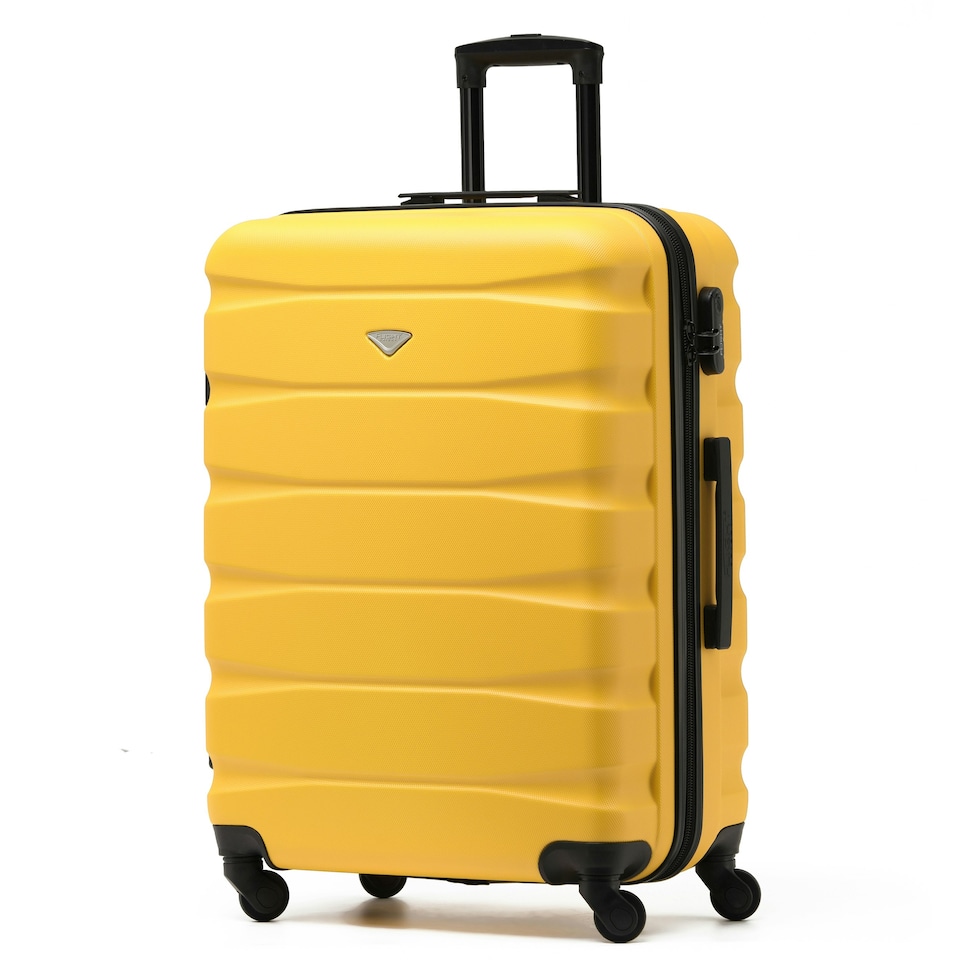 image 1 of Flight Knight 25" 4 Wheel ABS Hard Case Medium Suitcase 100+ Airlines Approved - easyJet, British Airways, Ryanair, Jet2, Emirates & Many More - Check-in | Yellow | Yellow/Black | Medium