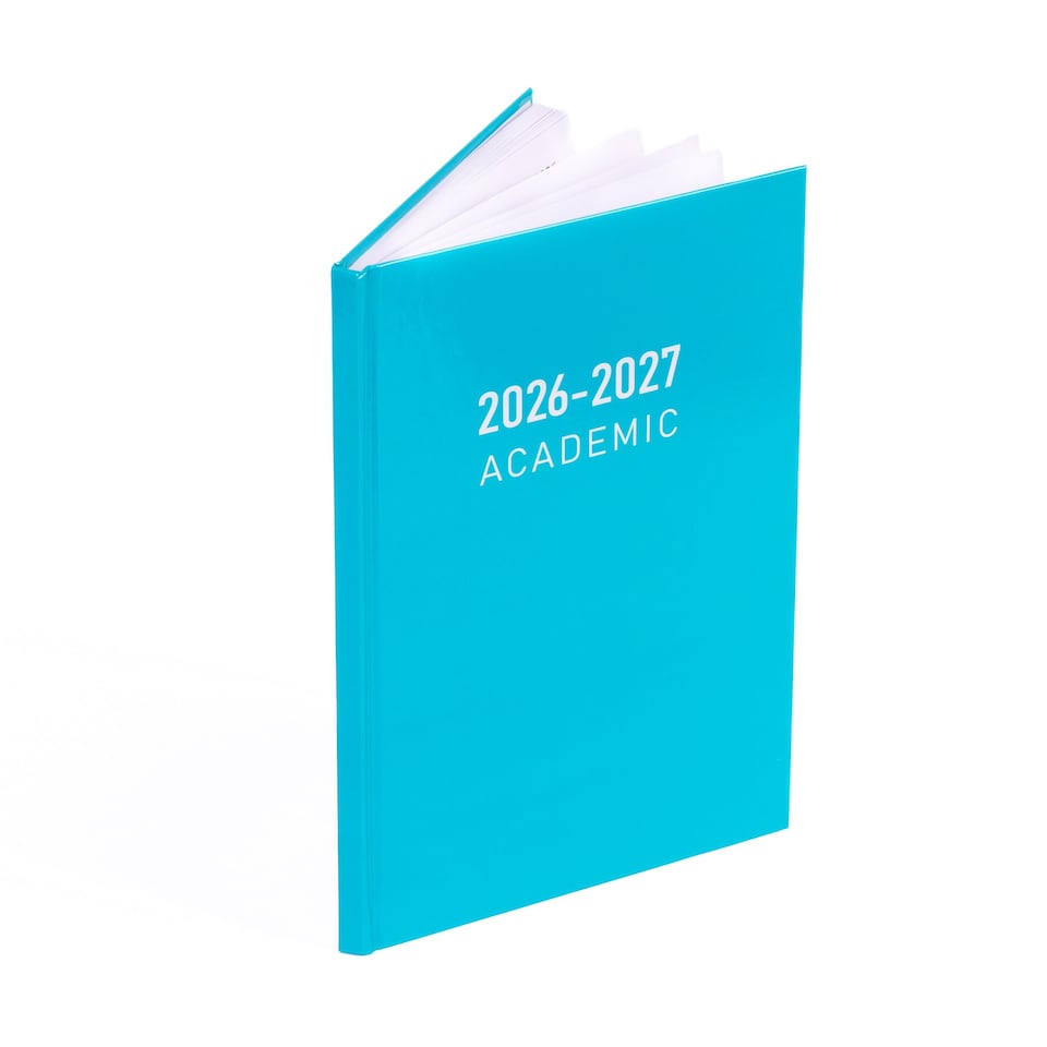 image 1 of 2026 2027 Academic Diary A5 Week to View - Mid Year Student Planner August 2026 to July 2027 - Hardback School College Organiser with Ribbon Bookmark (Turqu) | Blue | Baby Blue