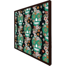 Embroidery colourful simplified ethnic flowers and skull pattern (Picutre Frame) Brown | M