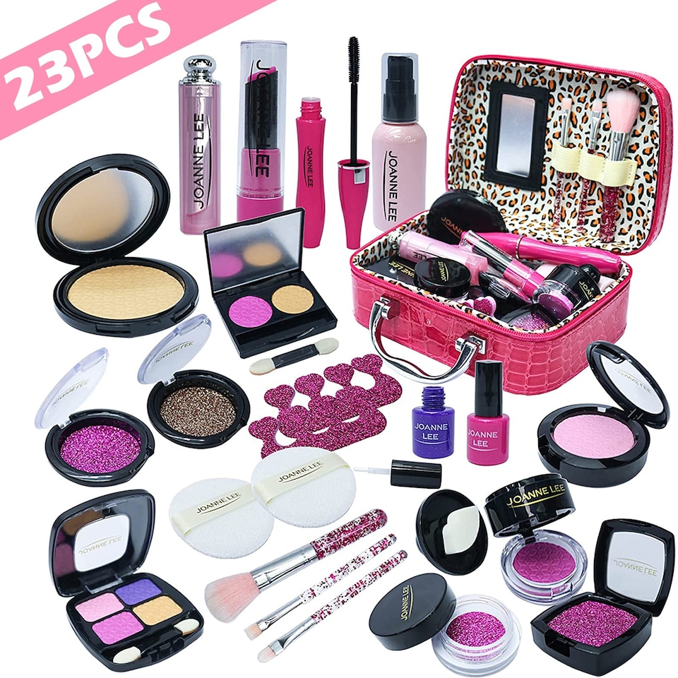 image 1 of 23-Piece Makeup Toy Set – Safe Non-Toxic Pretend Cosmetic Beauty Kit with Vanity Case