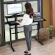 image 3 of COSTWAY 2-Tier Standing Computer Desk Sit to Stand Black Black