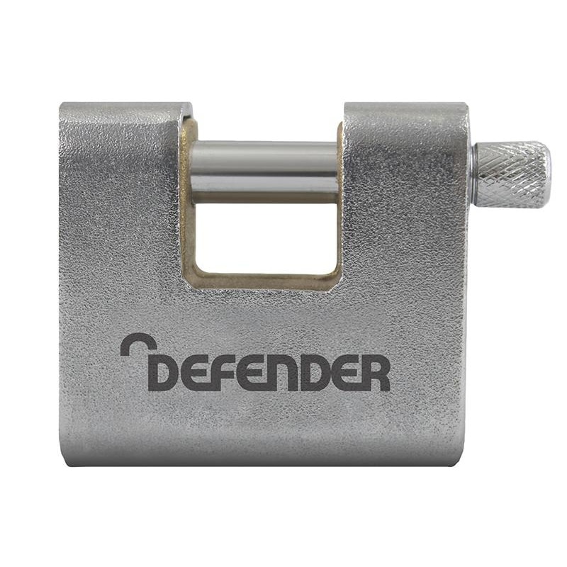 Defender Armoured Warehouse Block Padlock in Silver | Size: 80mm
