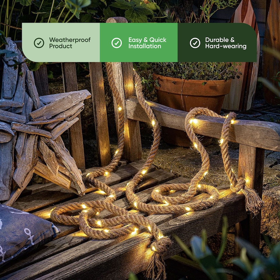 image 1 of Gardenwize 4m Solar Rope String Lights Outdoor