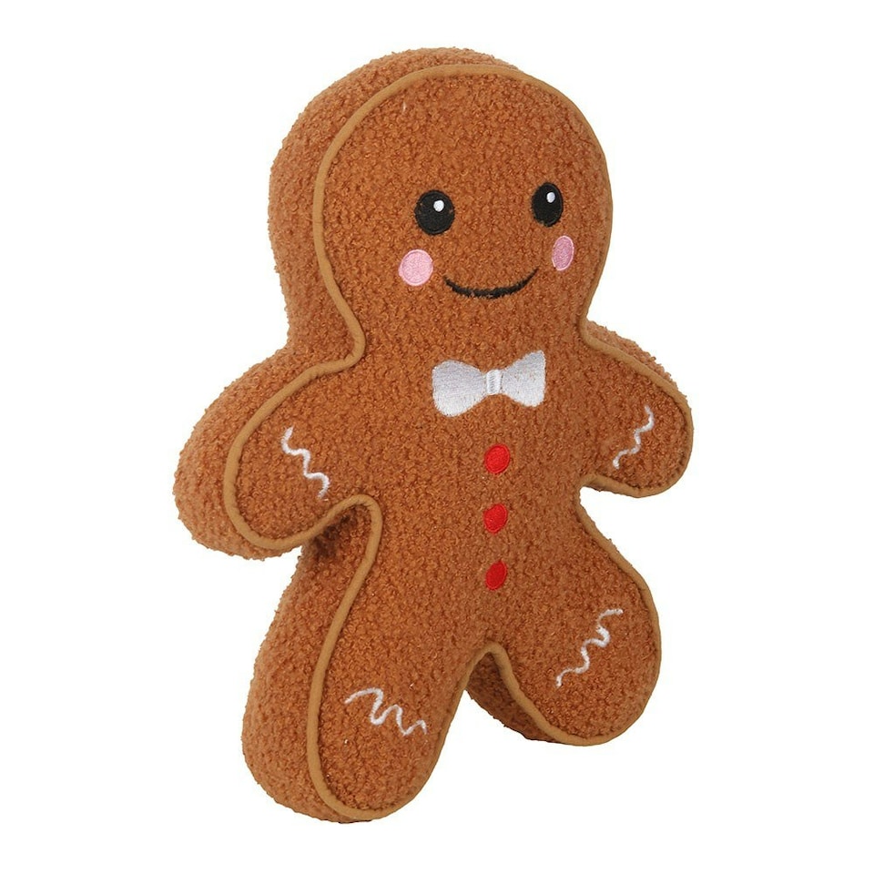 image 1 of Gingerbread Man Boucle Cushion H34 x W25cm Brown
