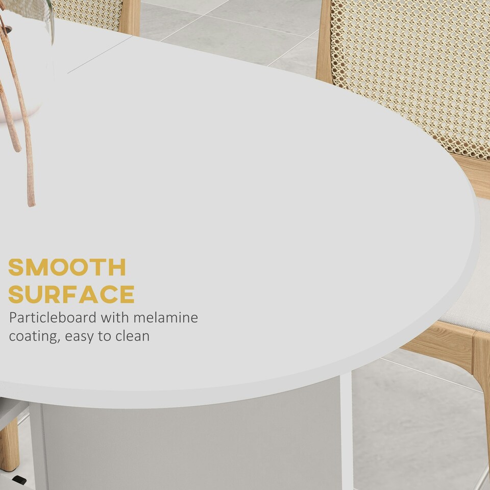image 1 of HOMCOM Folding Dining Table for Small Spaces with 2-tier Shelves White
