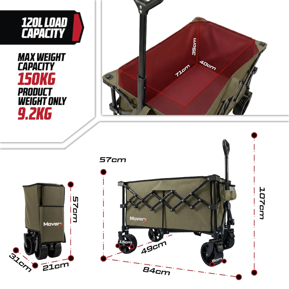 image 1 of MoverX Premium Folding Camping Trolley / Festival Wagon 120L / 100kg
