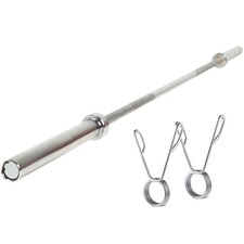 Modern Fitness 6ft Olympic Barbell 12kg 1.8m Space-Saving Steel Weightlifting Bar with Spring Collars 28mm Professional Grip
