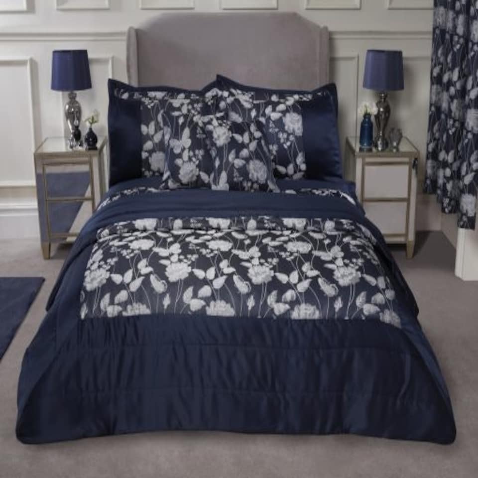 image 1 of Meadows Bedspread Navy Blue | Blue