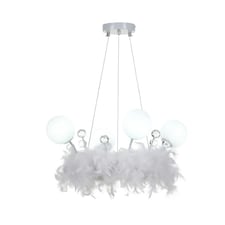 Living and Home Feather LED Pendant Light with Crystal Balls