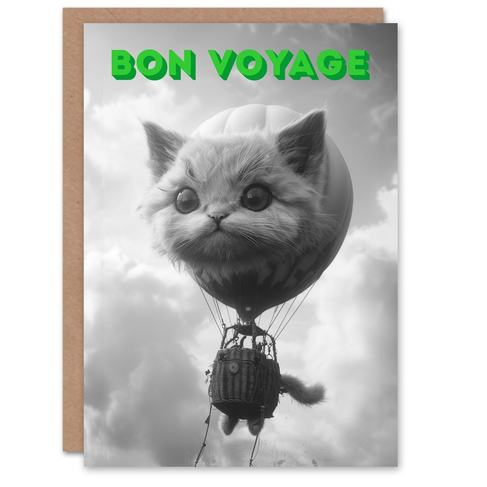 image 1 of Farewell Surreal Lover Air Balloon Travel Art Card